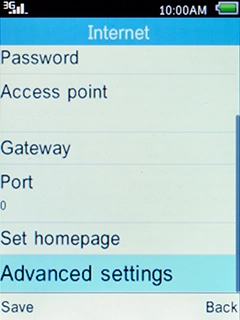 Select Advanced settings and press the Navigation key.