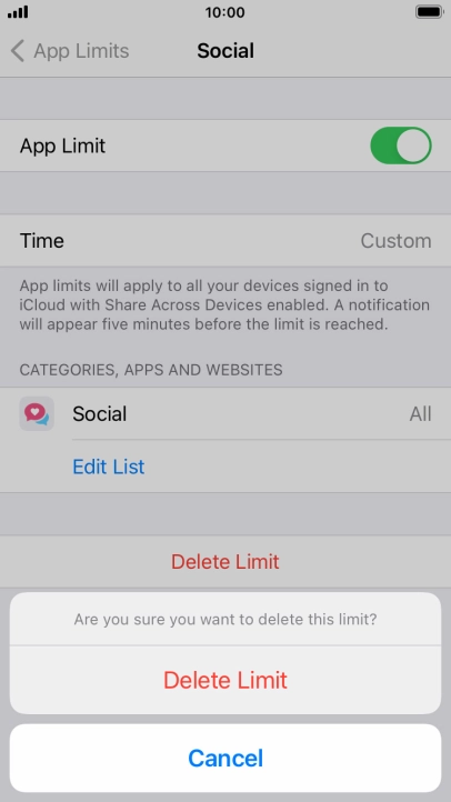 Press Delete Limit.