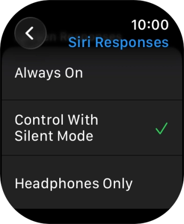 Press the required setting.
