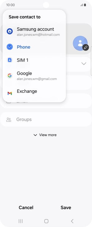 Press the required Google account.