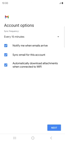 If this screen is displayed, you email account has been recognised and set up automatically. Follow the instructions on the screen to key in more information and finish setting up your phone.
