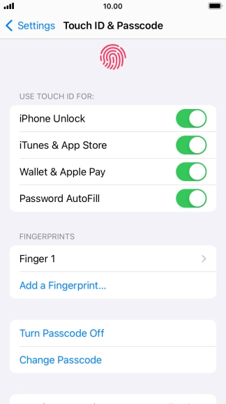 Press the indicators next to the required settings to turn them on or off.
