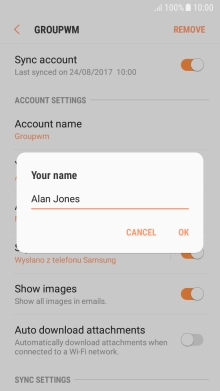 Key in the required sender name and press OK.