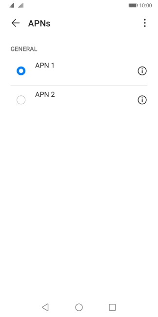 Press the field next to the required data connection to activate it. Press the field next to the required data connection to activate it.