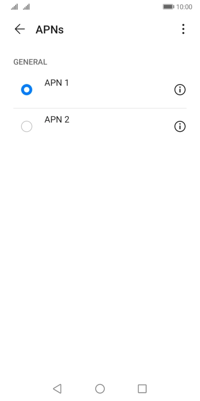 Press the field next to the required data connection to activate it. Press the field next to the required data connection to activate it.