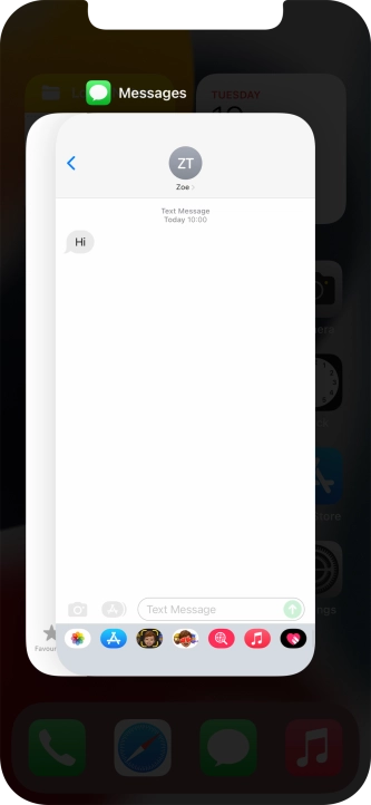 Slide upwards on the required application to end it. Slide upwards on the required application to end it.