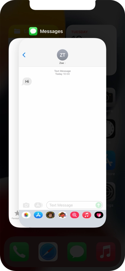 Slide upwards on the required application to end it. Slide upwards on the required application to end it.