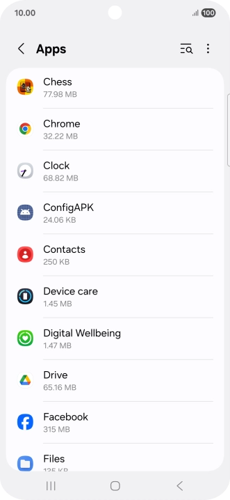 Press the required app.