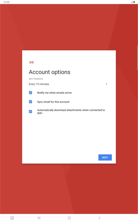 If this screen is displayed, you email account has been recognised and set up automatically. Follow the instructions on the screen to key in more information and finish setting up your tablet. If this screen is displayed, you email account has been recognised and set up automatically. Follow the instructions on the screen to key in more information and finish setting up your tablet.
