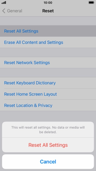 Press Reset All Settings. Press Reset All Settings.