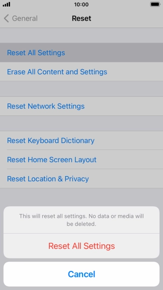 Press Reset All Settings. Press Reset All Settings.