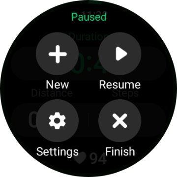 Press Finish to end an activity. Press Finish to end an activity.