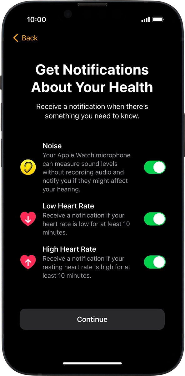On your phone: Follow the instructions on the screen to select the required settings and press Continue.