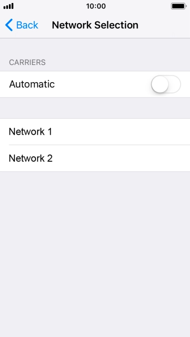 Press the indicator to turn automatic network selection on or off. Press the indicator to turn automatic network selection on or off.