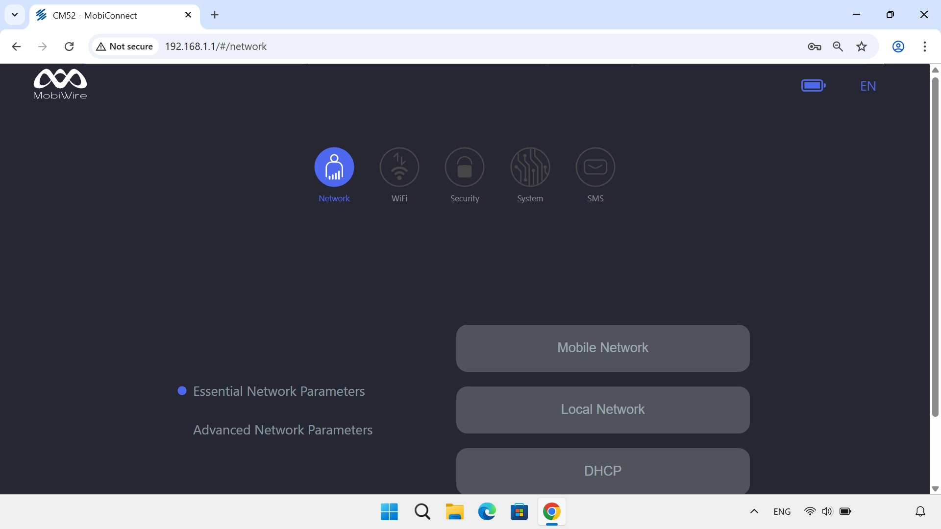 In Network, you can change your router’s network settings. You can select settings for your network connection, set up your router for internet and more.