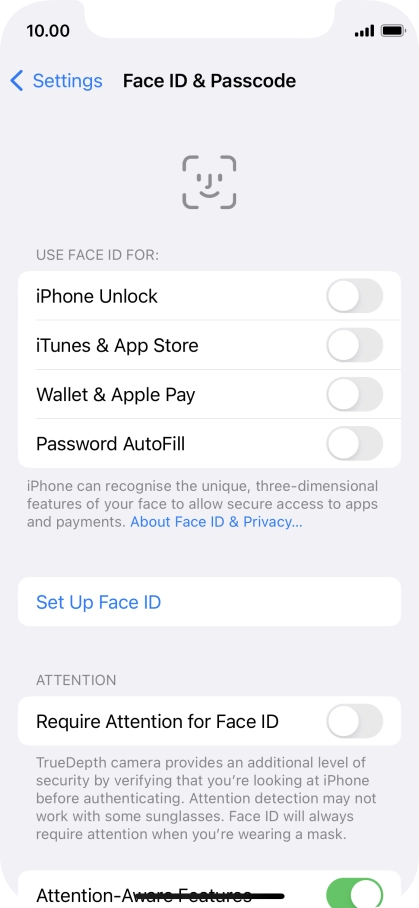 Press Set Up Face ID. Press Set Up Face ID.