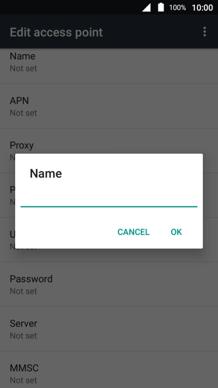 Key in Vodafone Internet and press OK.