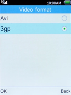 Select the required setting and press the Left selection key.