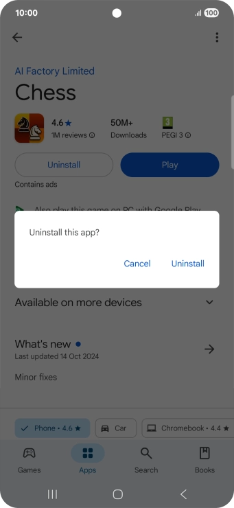 Press Uninstall.