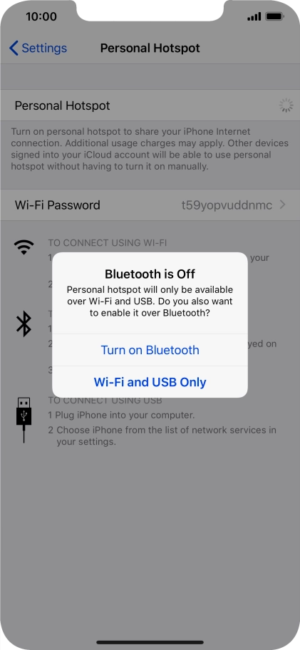 If Wi-Fi is turned on, press Wi-Fi and USB Only.