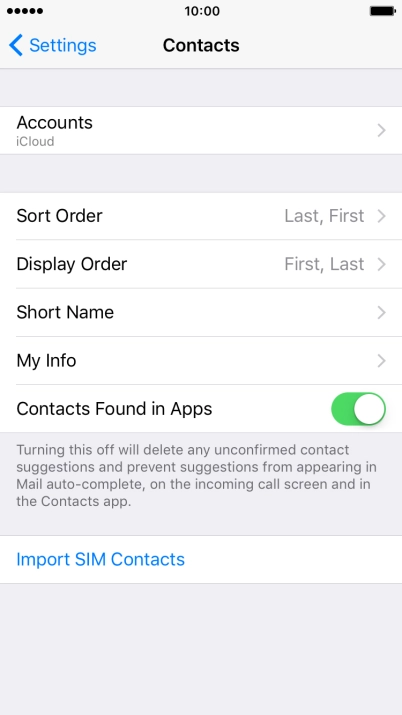 Press Import SIM Contacts.