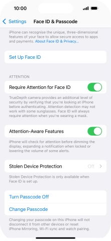 Press Turn Passcode Off and key in the phone lock code.