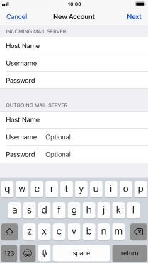 Press Username and key in the username for your email account. Please note that if you're using Vodafone's outgoing server, leave the username field empty.