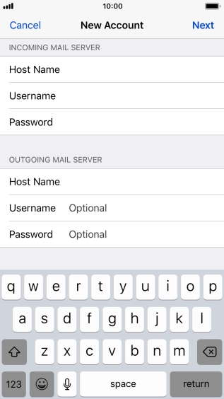 Press Username and key in the username for your email account. Please note that if you're using Vodafone's outgoing server, leave the username field empty.