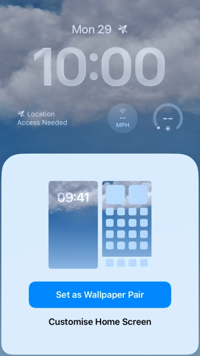 To use the same colour theme on the home screen, press Set as Wallpaper Pair.
