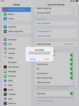 If you turn on the function, press Enable.