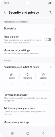 Press More security settings. Press More security settings.