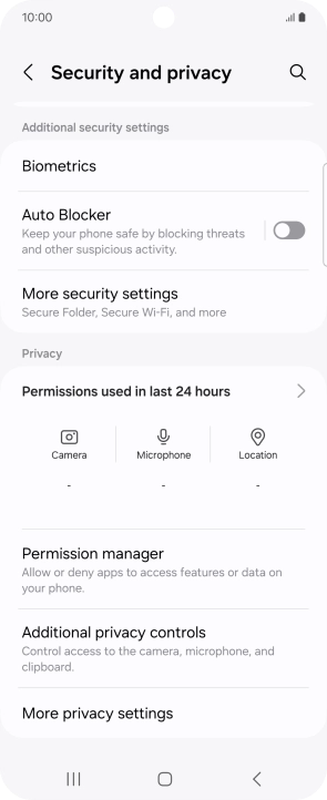 Press More security settings. Press More security settings.