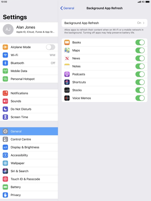 Press Background App Refresh. Press Background App Refresh.