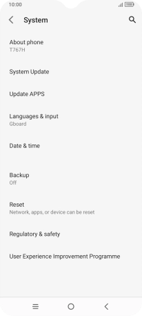 Press System Update. If a new software version is available, it's displayed. Follow the instructions on the screen to update the phone software.