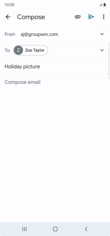 Press the text input field and write the text for your email message.