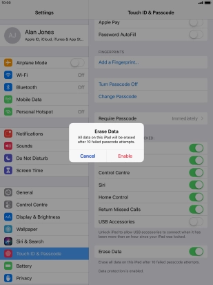 If you turn on the function, press Enable.