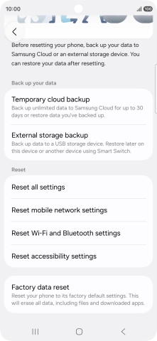 Press Factory data reset. Press Factory data reset.