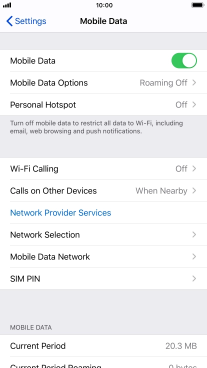 Press Mobile Data Options. Press Mobile Data Options.