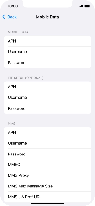 Press APN and key in live.vodafone.com.