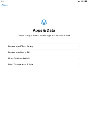 Press Don't Transfer Apps & Data and follow the instructions on the screen to finish the activation.