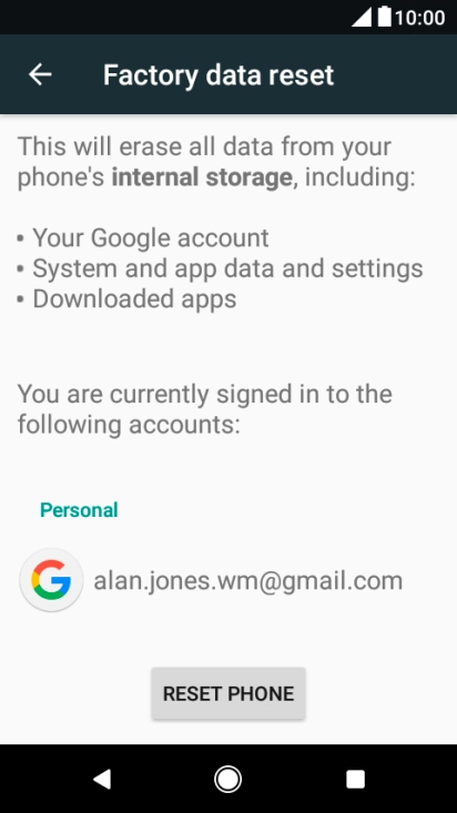 Press RESET PHONE.