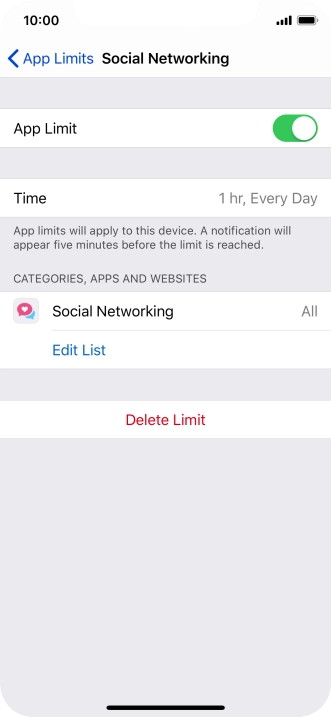 Press Delete Limit.