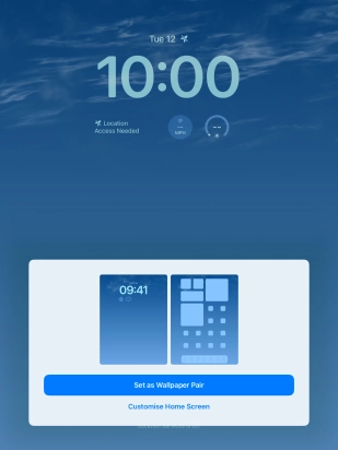 To use the same colour theme on the home screen, press Set as Wallpaper Pair. To use the same colour theme on the home screen, press Set as Wallpaper Pair.
