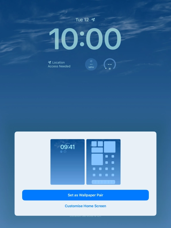 To use the same colour theme on the home screen, press Set as Wallpaper Pair. To use the same colour theme on the home screen, press Set as Wallpaper Pair.