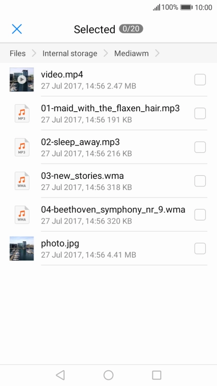 Press the required file. Press the required file.