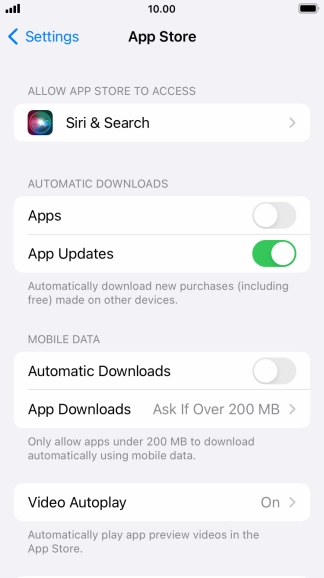 Press the indicators next to the required content types to turn the function on or off.
