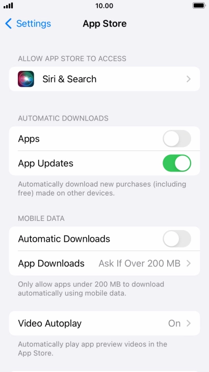 Press the indicators next to the required content types to turn the function on or off.