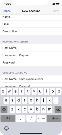 Press Username and key in the username for your email account. Press Username and key in the username for your email account.