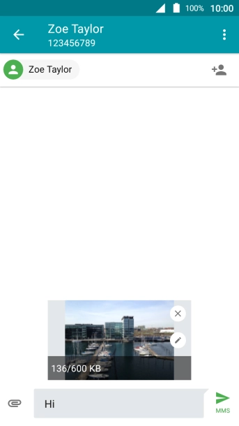 Press the send icon when you've finished your picture message. Press the send icon when you've finished your picture message.