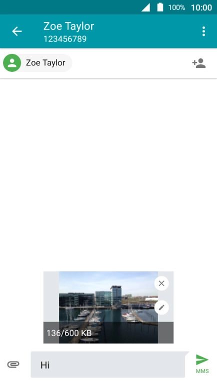 Press the send icon when you've finished your picture message. Press the send icon when you've finished your picture message.